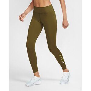 Nike Women's Dri-Fit Swoosh Run Sports Workout Running Green 7/8 Leggings Pants